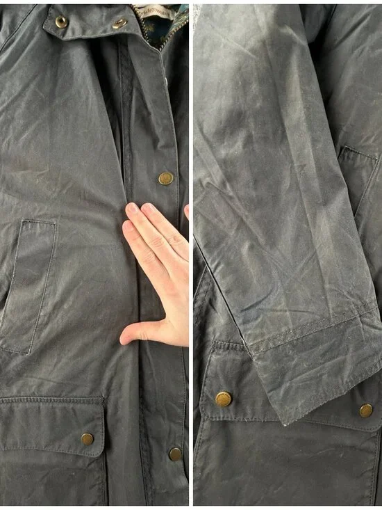 Barbour Love Wax Jacket Women Full Zip Blue Size 12 US Bird Lining Bridgewater - Picture 11 of 16